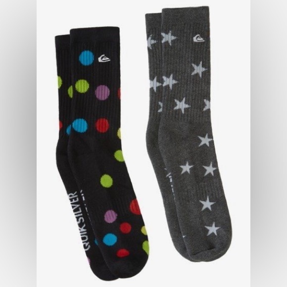 🧦QUIKSILVER 2 Pair Crew Socks 🧦 - Picture 1 of 9